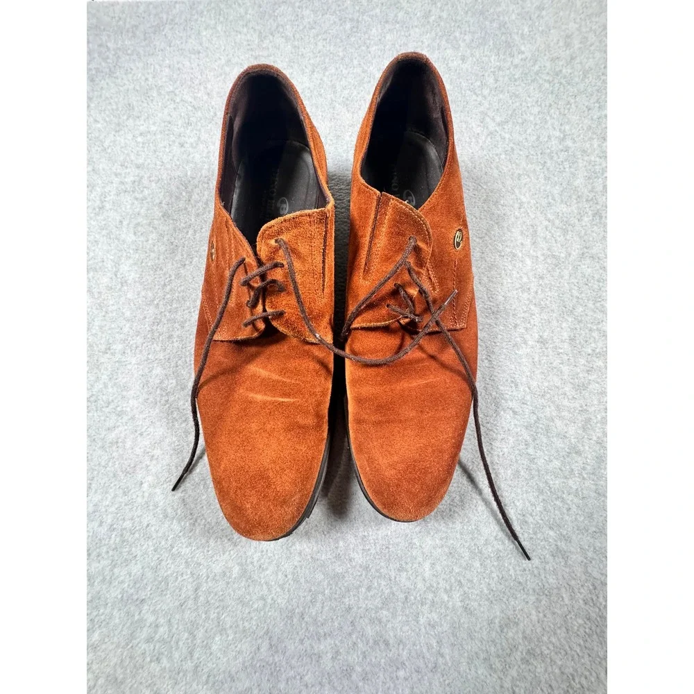 Dino Bigioni Mens Cognac Suede Derby Shoes Made in Italy Brown DB11428 Size 43.5
